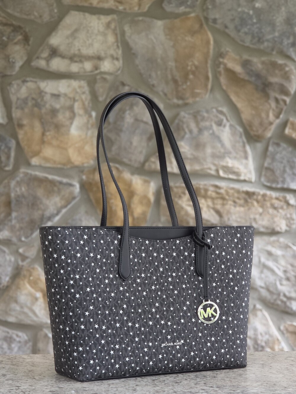 Michael Kors Arden Large Black Star Print Tote